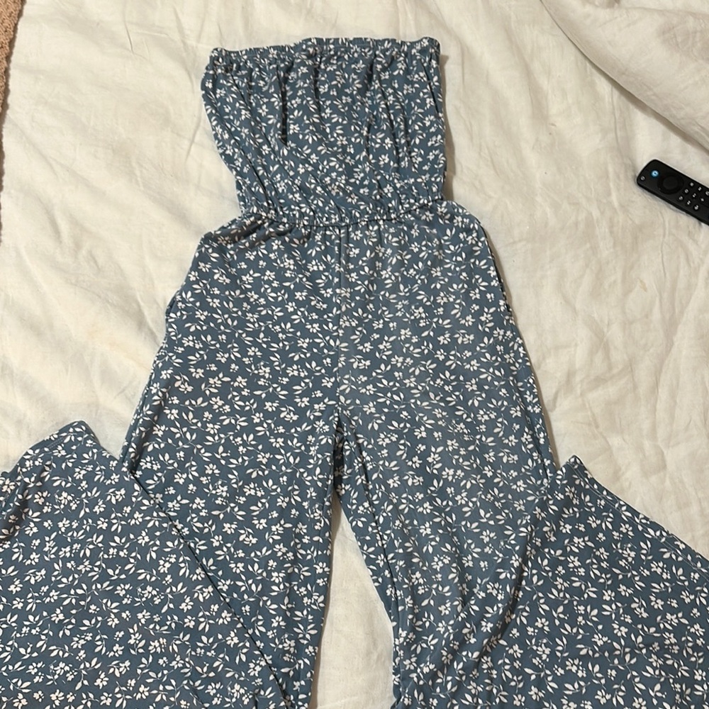 Altar'd State Blue Floral Wide Leg Jumpsuit